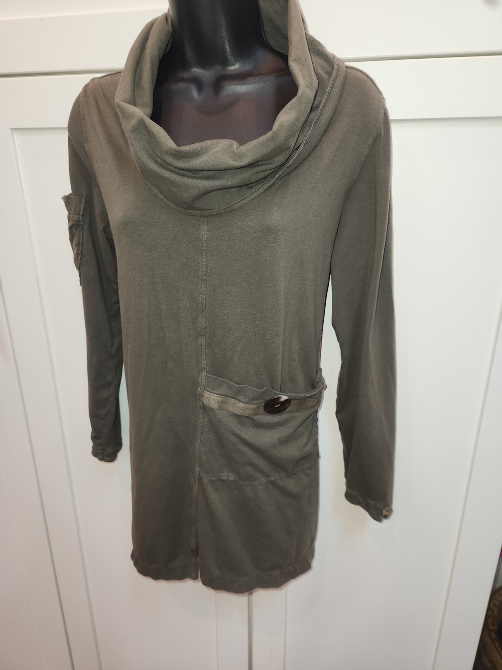 🍉Neon Buddha Olive Green Cozy Cowl Neck Top